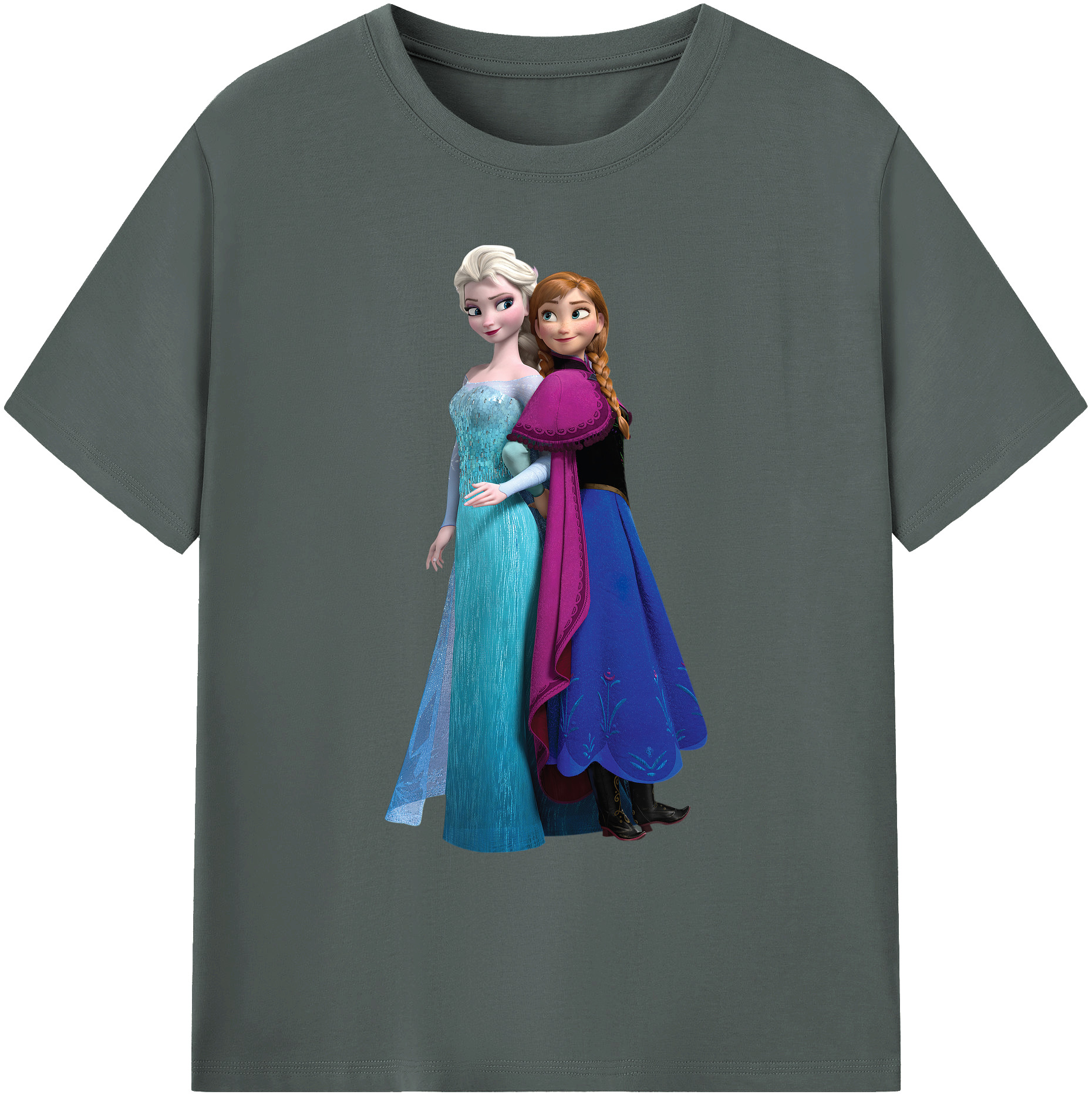 （画像用） アナと雪の女王 アンナ エルサ Frozen Anna Elsa 綿100％ メンズ半袖Tシャツ｜肌触りやわらか＆通気性